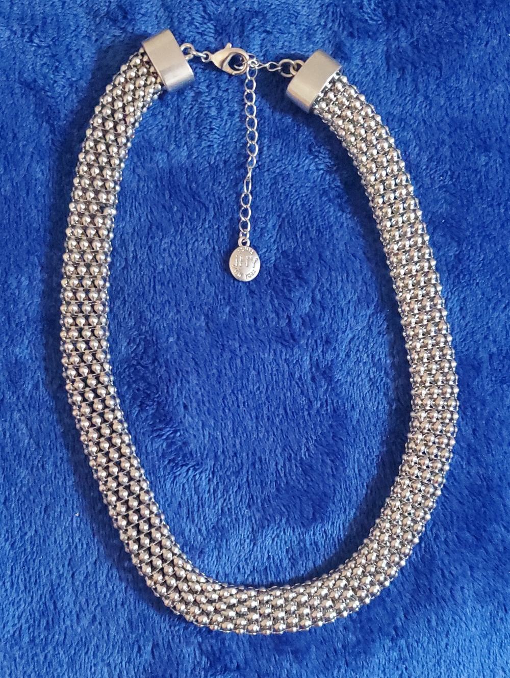 Jones New York JNY Silver Tone Woven Mesh Choker Necklace